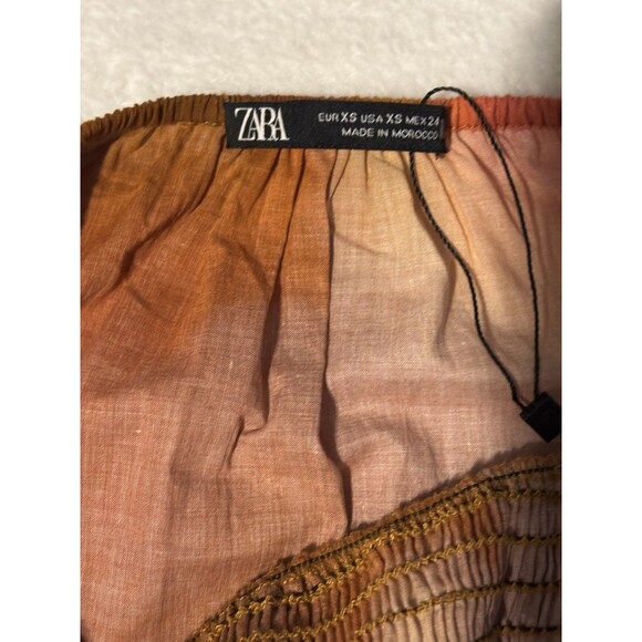 Zara 100% Cotton Maxi Dress Orange Sz XS - Picture 8 of 10